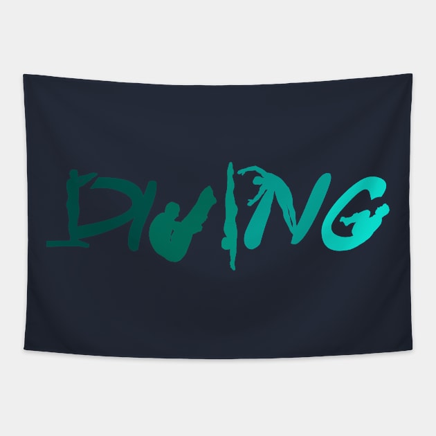 Funny Platform Springboard Diving High Diving Gifts Diver Coach Tapestry by Bezra