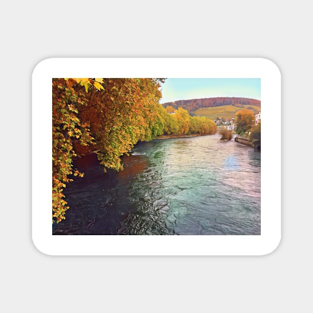 Peaceful river through the hills in Switzerland Magnet by Dturner29