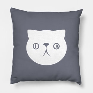 Persian cat's face. Derpy, cute chonk in white ink Pillow