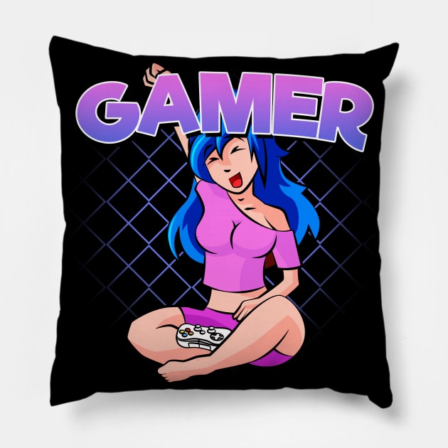 Gamer Girl Video Gaming Pillow by Outcasted