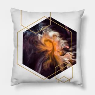 Solar System with Gold Hexagons Pillow