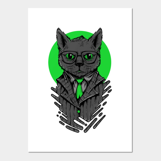 Cat Suit Serious Grey Green Cat Posters And Art Prints Teepublic