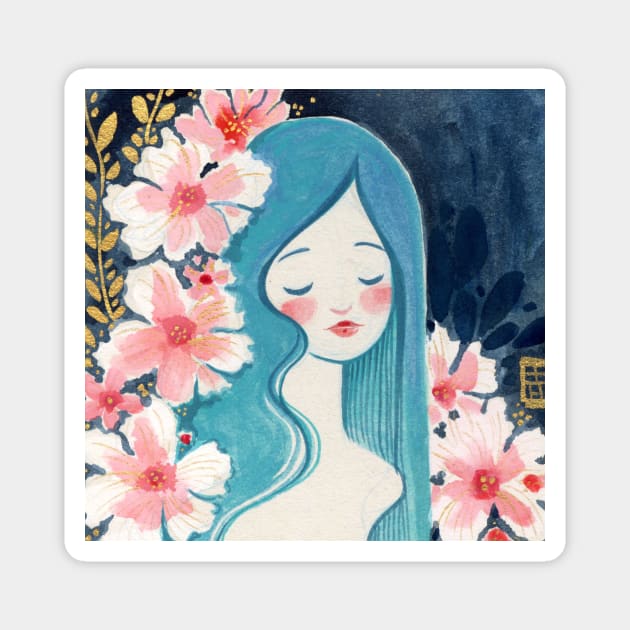 Cherry Blossoms Magnet by Alina Chau