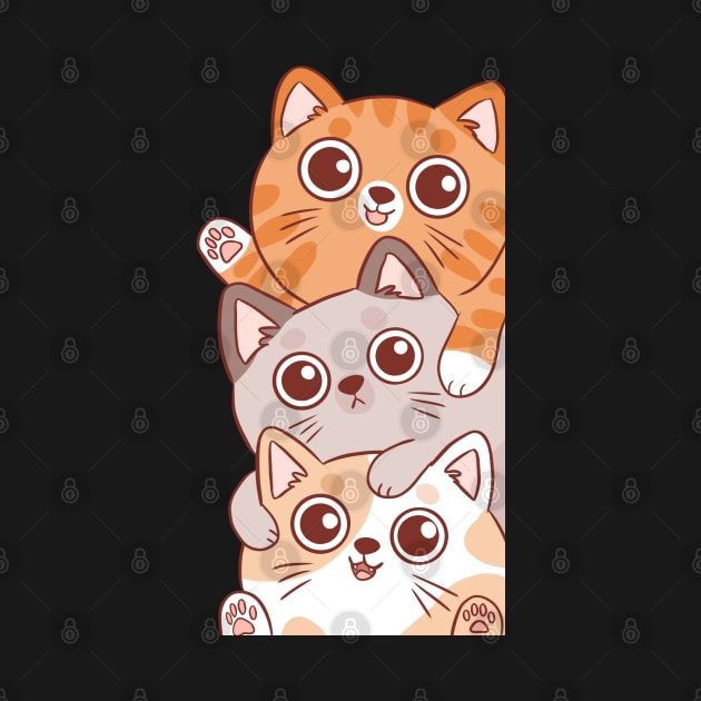 Cute cat pile peeking by YaraGold