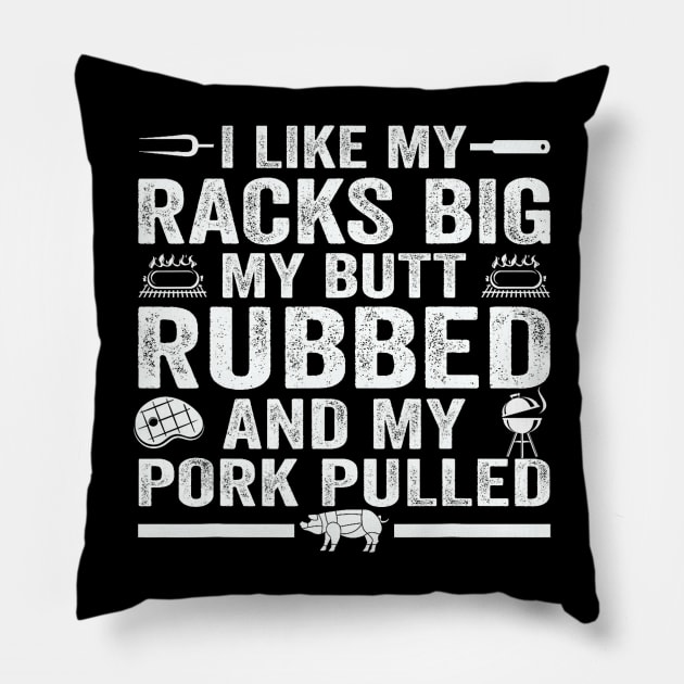 Cute Grilling For Men Women Pork Rub Smoking BBQ Meat Smoker Pillow by Mitsue Kersting