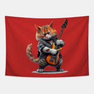 Funny Guitar Cat Rock Tee Funny Guitar Cat Rock Cat Tapestry