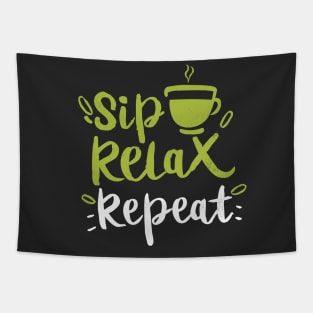 Sip, Relax, Repeat Matcha Tea Gift Tapestry