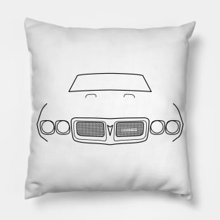 1969 vintage Pontiac Firebird outline graphic (black) Pillow