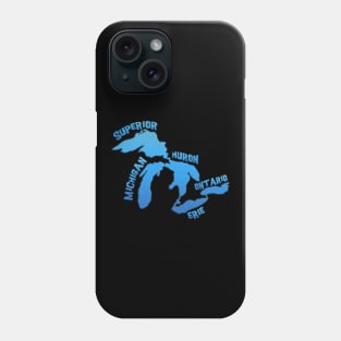 Great Lakes Outline of all 5 Lakes Phone Case