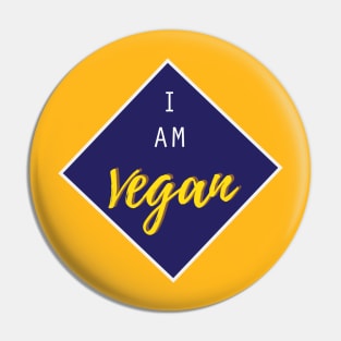 I am vegan blue badge Pin