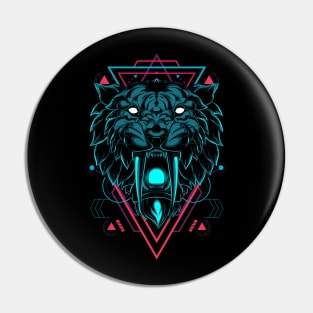 Saber-tooth sacred geometry Pin