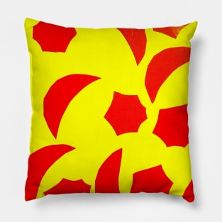 Bright Orange and Yellow Half Moon and Stars Pattern Pillow