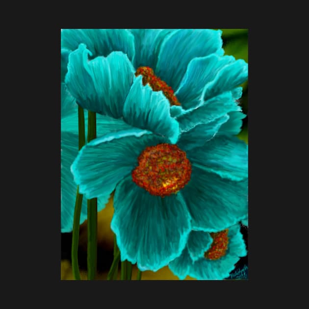 Teal Flowers by kutedymples