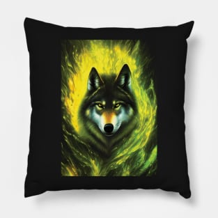 Beautiful Wolf Artwork | Wolf Themed Decor | Aesthetic Wolf | Wolf Illustration Pillow