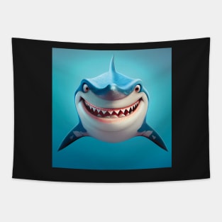 Grinning Shark in Cartoon Style Tapestry