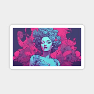 80s Vaporwave Pink Girl Magnet