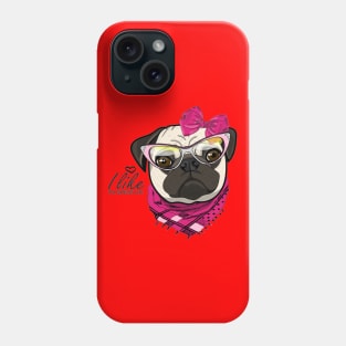 Dog with bow, glasses and scarf Phone Case