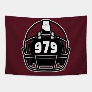 Retro Football Helmet 979 Area Code College Station Texas Football Tapestry