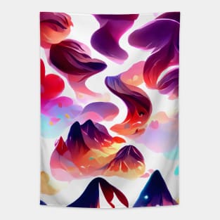 Cloudy Mountains Fluid Abstract Pattern Tapestry