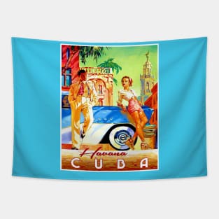 Havana Cuba Vintage Travel and Tourism Advertising Print Tapestry