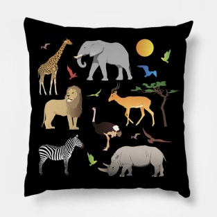Safari Savanna Multiple Animals Pillow
