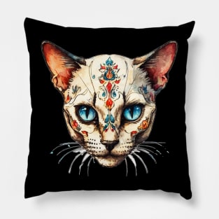 Siamese cat unique skull Pillow