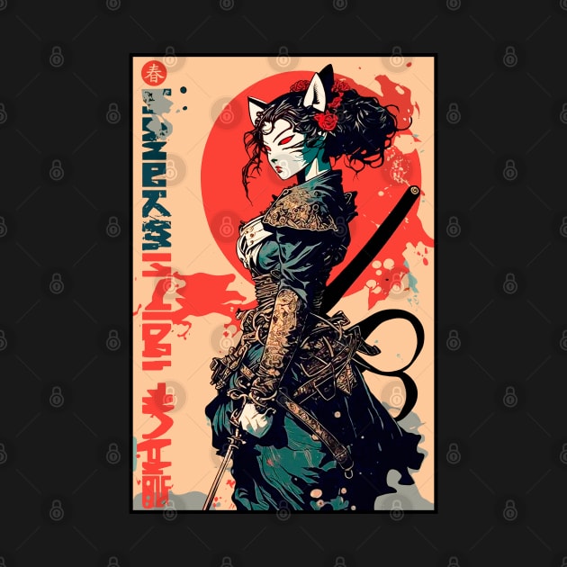 Cool Samurai Cat Girl Warrior Urban Japanese by OWLvision33