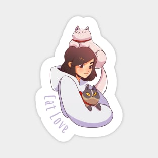 Cat Lady with Hoodie Magnet