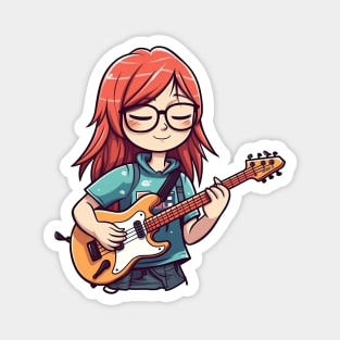 A girl playing her favourite guitar Magnet