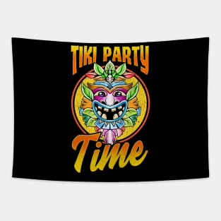 Tiki Party Time Island Luau Themed Cute Tiki Head Tapestry