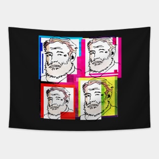 ERNEST HEMINGWAY, American novelist, short story writer, and journalist. 4-UP COLLAGE ILLUSTRATION Tapestry