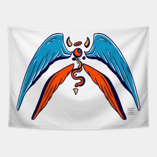 Orange Blue Angel Eye Tapestry