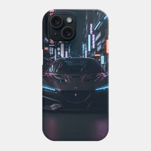 Dark Sports Car in Japanese City Phone Case