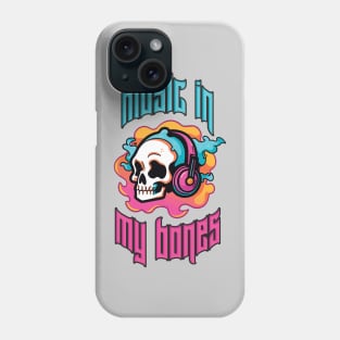 Music in My Bones. Colorful Skull Wearing Headphones. Creepin it real Phone Case