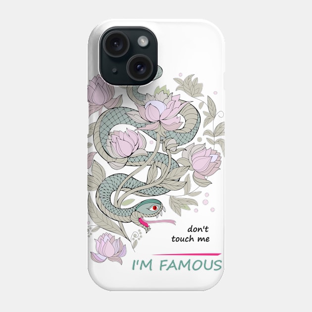 Snake between flowers Phone Case by Artist Natalja Cernecka