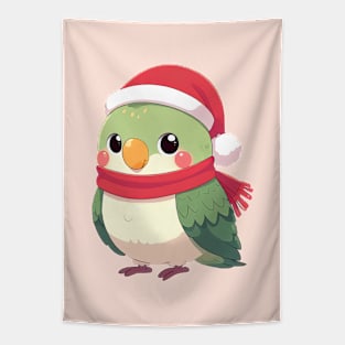 Green Christmas Parrot Tapestry