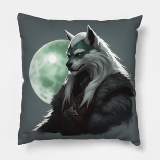 werewolf fantasy art green Pillow