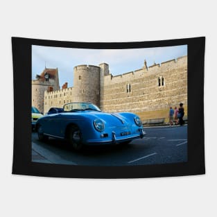 Beautiful blue vintage car near Windsor Castle Tapestry