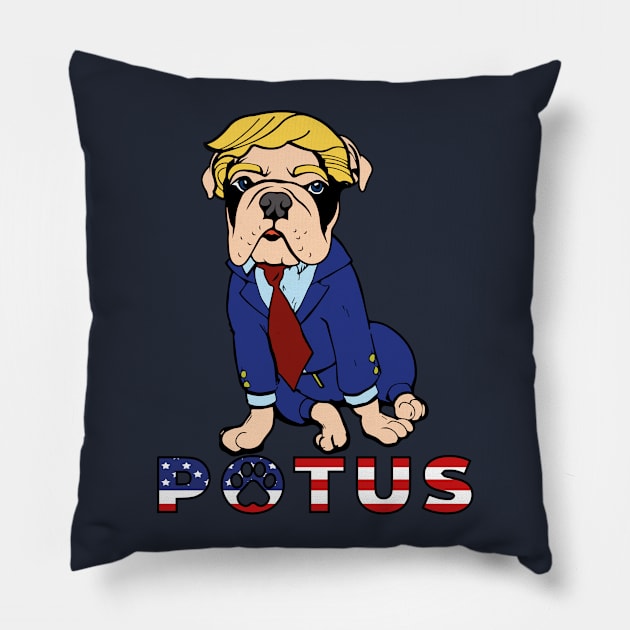 Bulldog Trump Potus President Pillow by mikels