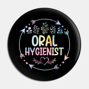 Oral Hygienist cute floral watercolor Pin