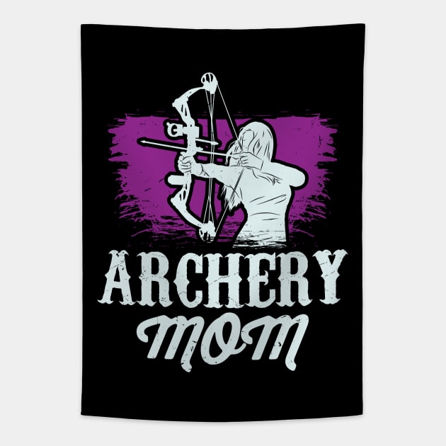 Archery Mom Bow & Arrows Silhouette Sporty Woman Tapestry by Fresan