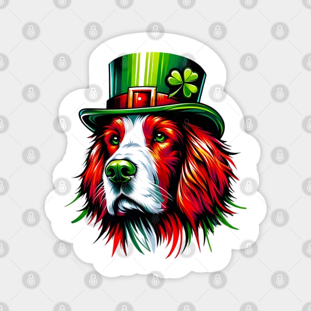 Irish Red and White Setter Celebrates St. Patrick's Day Magnet by ArtRUs