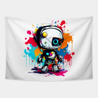 Cute cartoon Robot. Funny cyborg. Tapestry