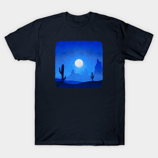 Dreamy Blue Desert Moon Seventies Snapshot Desert T Shirt