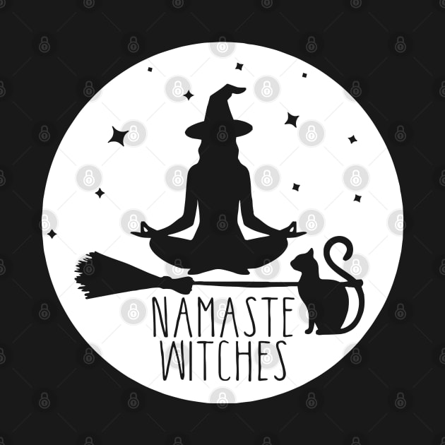 Namaste Witches Yoga Halloween With Cat by Yoga Studio Arts