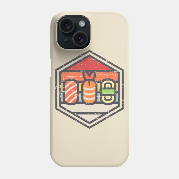 Retro Badge Sushi Light Phone Case by rojakdesigns