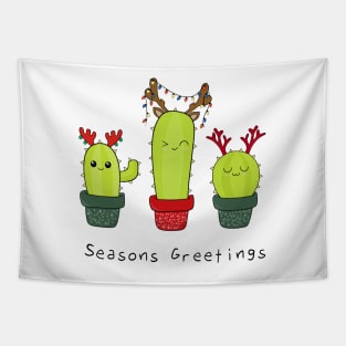 Santa's Reindeer Christmas Cacti Tapestry