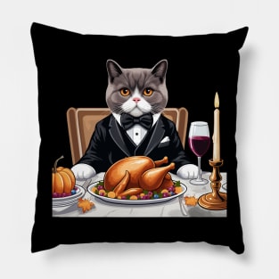 British Shorthair Cat Thanksgiving Pillow