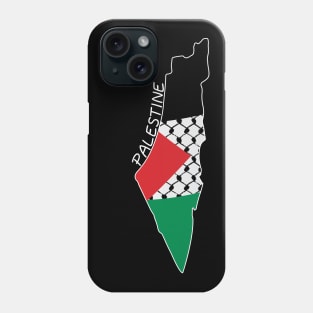 Palestine Flag Map Design with Palestinian Kufiya Pattern - WHT Phone Case