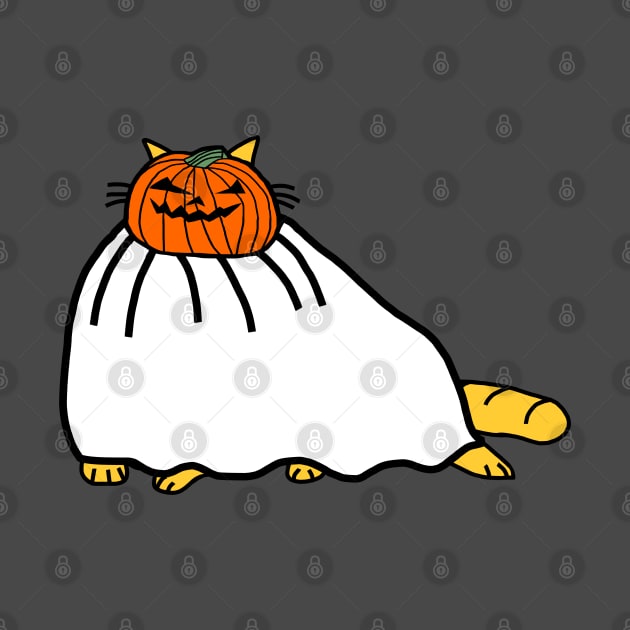 Chonk Cat Wearing Halloween Horror Costume by ellenhenryart